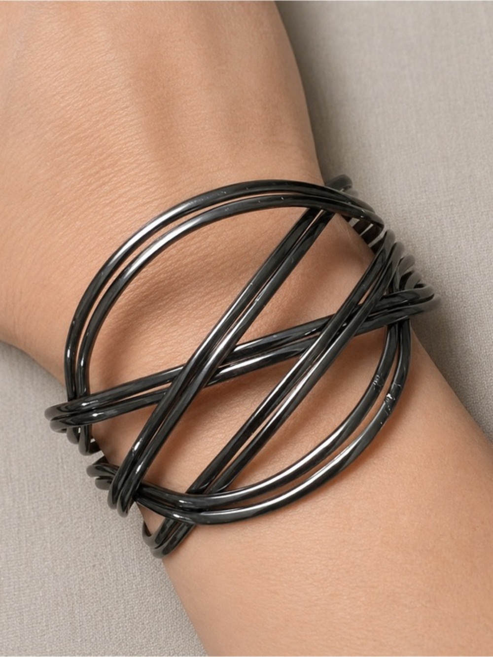 Gunmetal Geometric Cuff Bracelet Modern Statement Bracelet Adjustable 7-7.5" 618